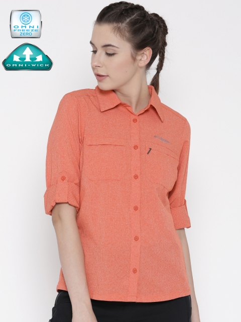 

Columbia Women Coral Orange Irico Patterned Outdoor Shirt