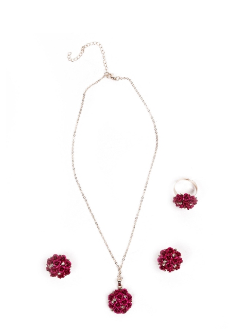 

ODETTE Women Red Floral Shaped Jewellery Set