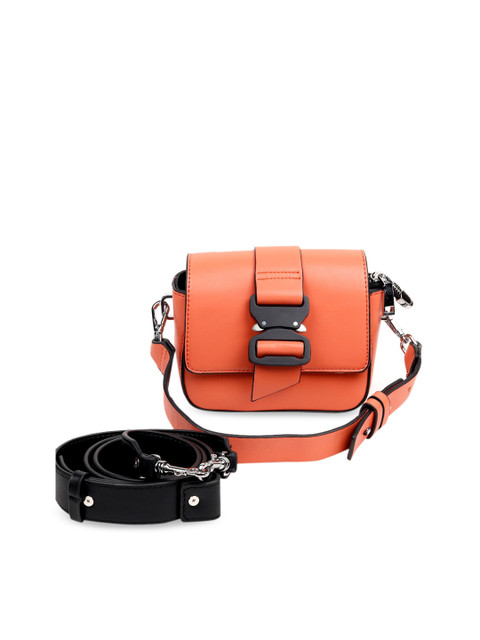 

ODETTE Orange Leather Structured Sling Bag