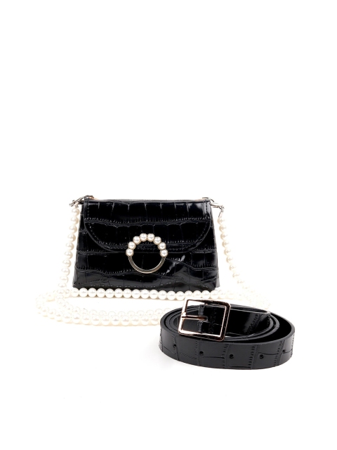 

ODETTE Black Animal Leather Swagger Sling Bag
