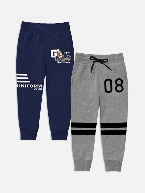 

Trampoline Kids Pack Of 2 Blue & Grey Cotton Printed Joggers