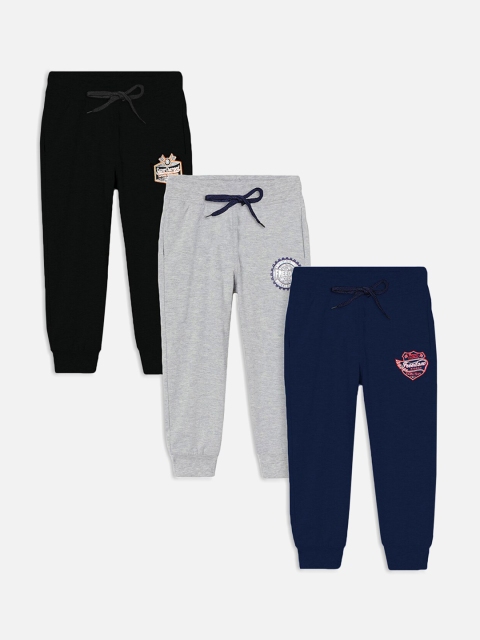 

Trampoline Unisex Kids Pack of 3 Solid Cotton Joggers, Black