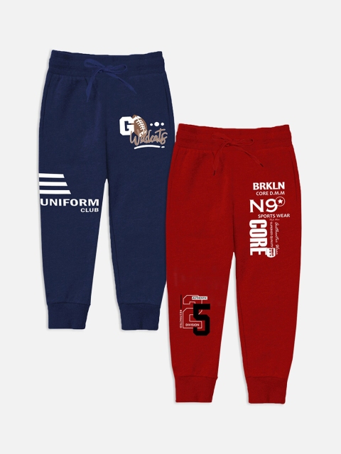 

Trampoline Kids Pack Of 2 Red & Blue Printed Cotton Joggers