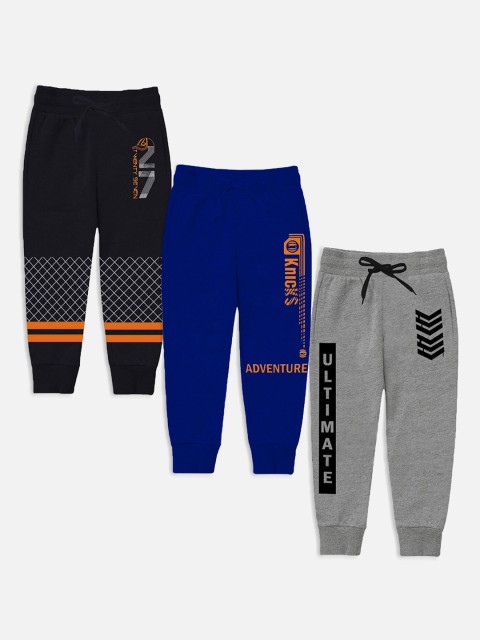 

Trampoline Unisex Kids Pack Of 3 Printed Cotton Jogger, Black