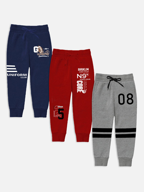 

Trampoline Kids Pack Of 3 Printed Joggers, Red
