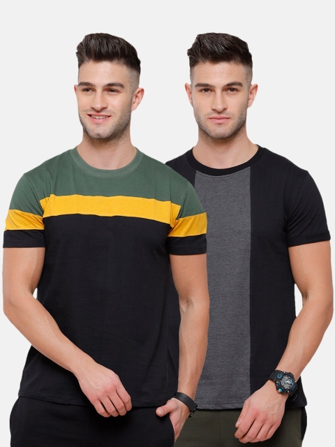 

MADSTO Men Black 2 Slim Fit T-shirt