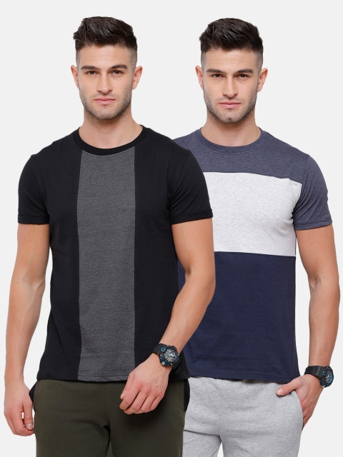 

MADSTO Men Black & Blue 2 Slim Fit T-shirt