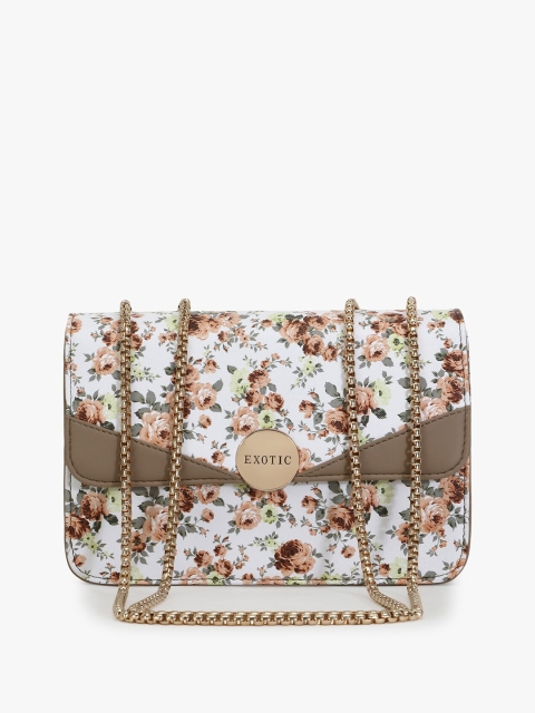 

Exotic Beige Floral Printed PU Structured Sling Bag