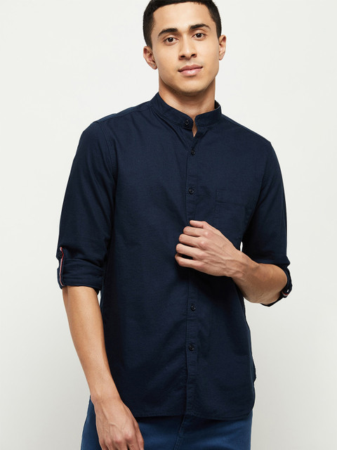 

max Men Navy Blue Casual Shirt