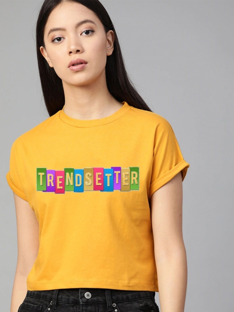 

Dipsha Mustard Yellow Print Crop Top