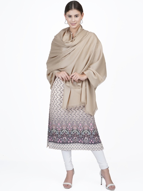 

La Vastraa Women Beige Solid Pure Woolen Shawl