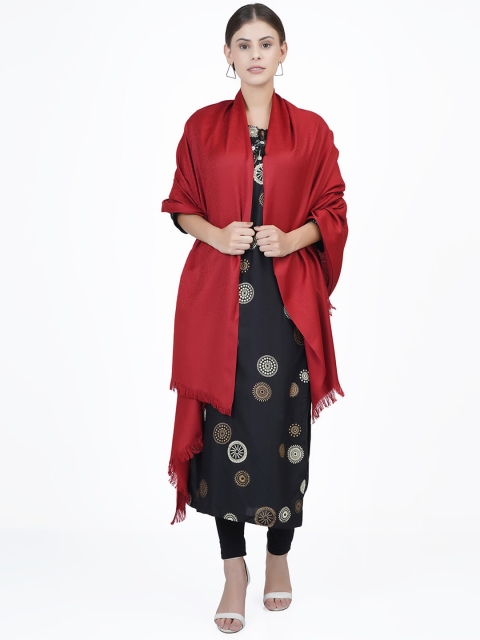 

La Vastraa Women Red Woven Design Woolen Shawl