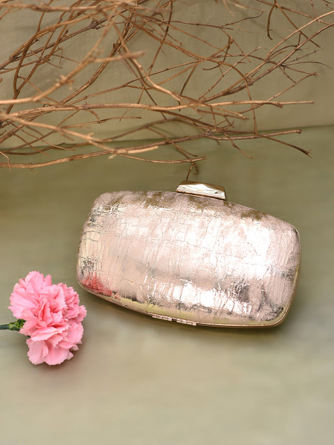 

HAUTE SAUCE by Campus Sutra Gold-Toned Textured Box Clutch