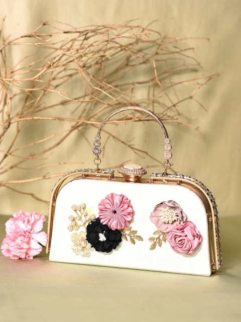

HAUTE SAUCE by Campus Sutra White & Pink Embellished Purse Clutch