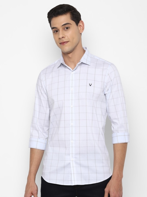 

Allen Solly Men White Slim Fit Windowpane Checks Checked Casual Shirt