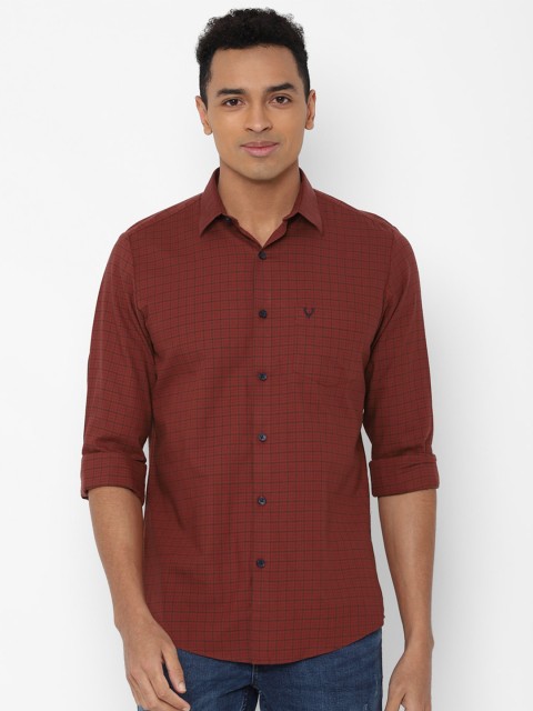

Allen Solly Men Maroon Slim Fit Grid Tattersall Checks Checked Casual Shirt