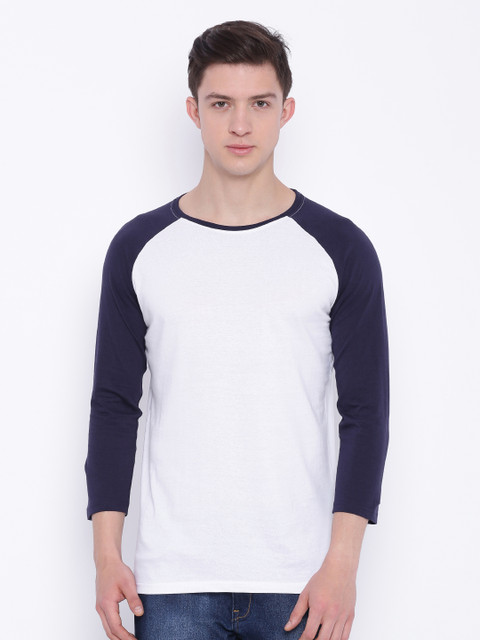 

Blue Saint Men White & Navy Round Neck T-Shirt