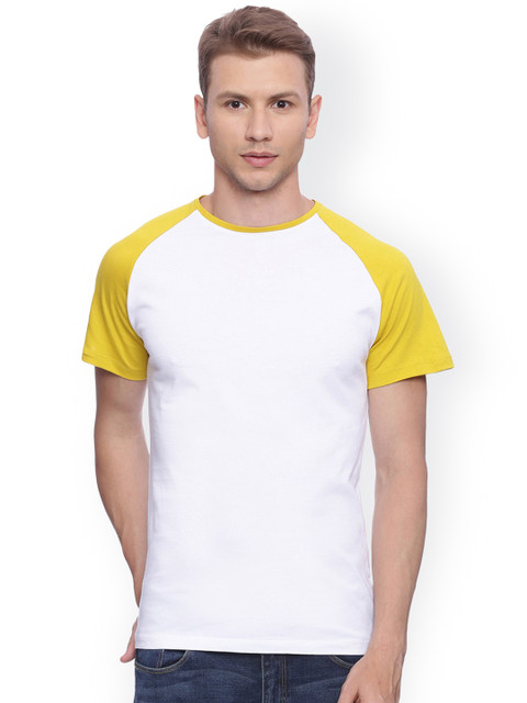 

Blue Saint Men White & Yellow Round Neck T-shirt