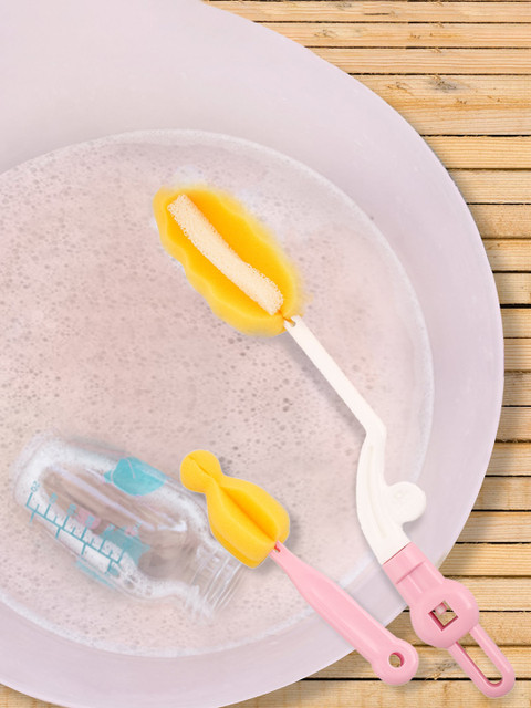 

Baby Moo Set Of 2 Pink & Yellow Bottle & Nipple Cleaning Brush