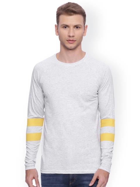 

Blue Saint Men Grey Melange Round Neck T-shirt