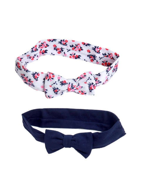 

Baby Moo Kids Pack Of 2 Blue & White Floral Printed Headbands