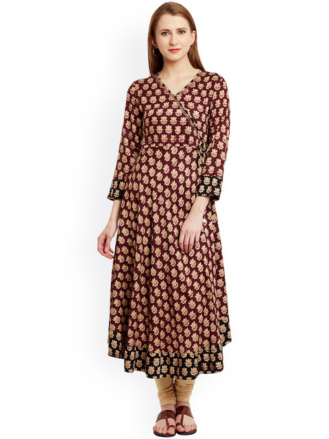 

Tissu Women Maroon Printed A-Line Kurta