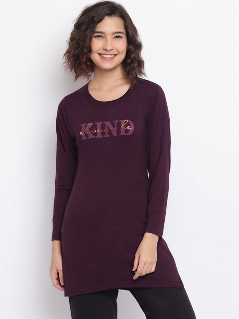 

Duchess Women Purple & Black Printed Night suit