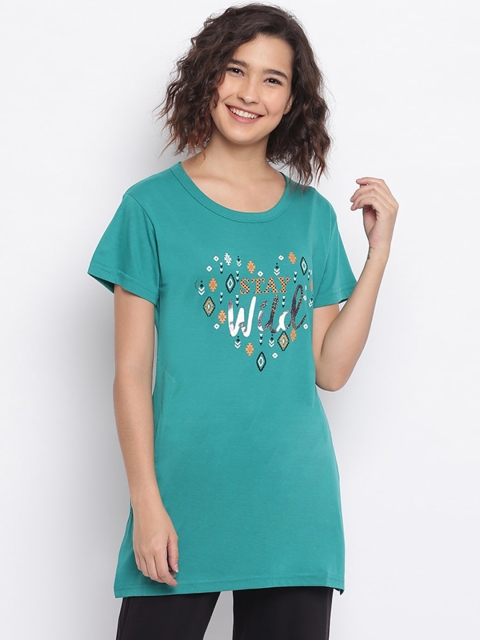 

Duchess Women Sea Green & Black Printed Night suit