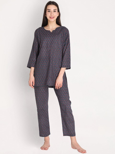 

Duchess Women Grey & Red Printed Night suit