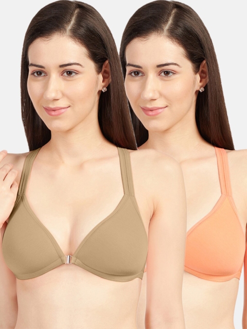 

Sonari Peach-Coloured & Nude-Coloured Heavily Padded Front closure Bra Pack Of 2