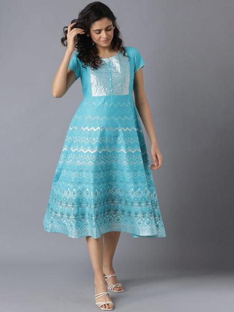 

AURELIA Women Blue Printed Kurta