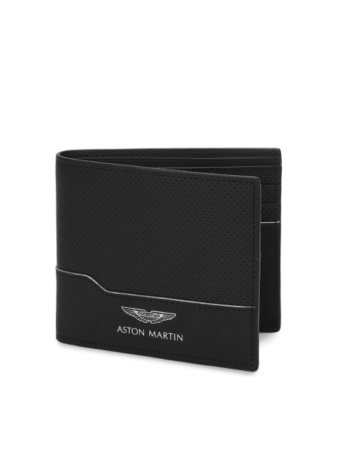 

HACKETT LONDON Men Black & White Typography Leather Two Fold Wallet