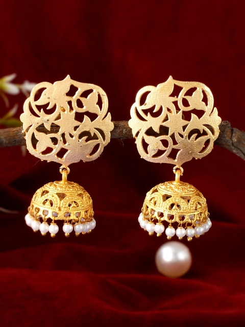 

Silvermerc Designs Gold-Toned Contemporary Jhumkas Earrings