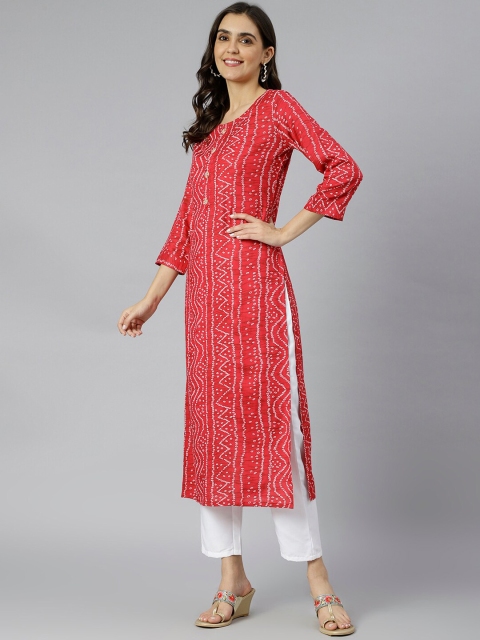 

KALINI Women Red & White Bandhani Printed Kurta