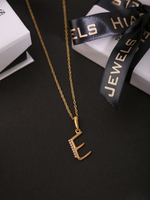 

Hiara Jewels Gold-Plated White CZ-Studded Pendant With Chain