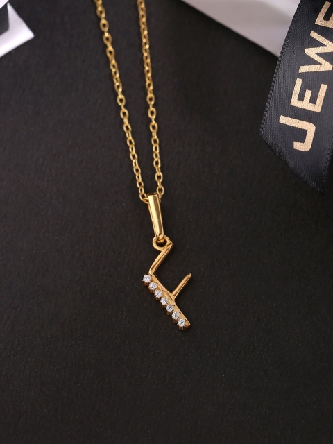 

Hiara Jewels Gold-Plated CZ-Studded Initial F Letter Pendant