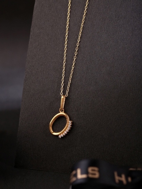 

Hiara Jewels Gold-Plated White CZ-Studded Pendant With Chain