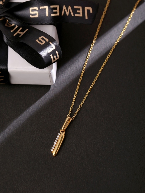 

Hiara Jewels Gold-Plated White CZ-Studded Pendant With Chain