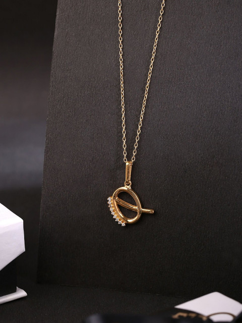 

Hiara Jewels Gold-Plated White CZ-Studded Pendant With Chain