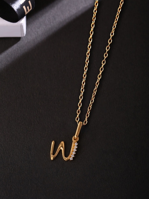 

Hiara Jewels Gold-Plated White CZ-Studded Pendant With Chain