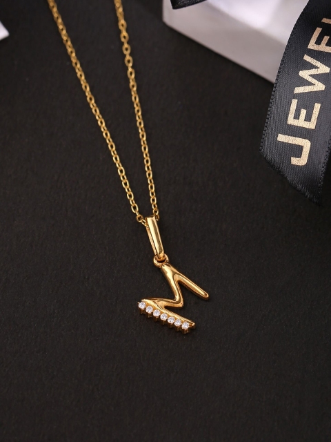 

Hiara Jewels Gold-Plated White CZ-Studded Pendant With Chain