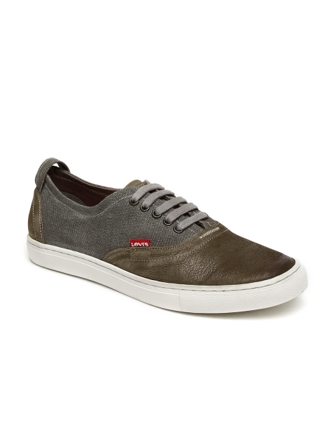 

Levis Men Grey & Olive Green Sinclair Sneakers