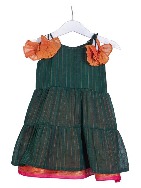 

myRiti Green Striped Ethnic Dress