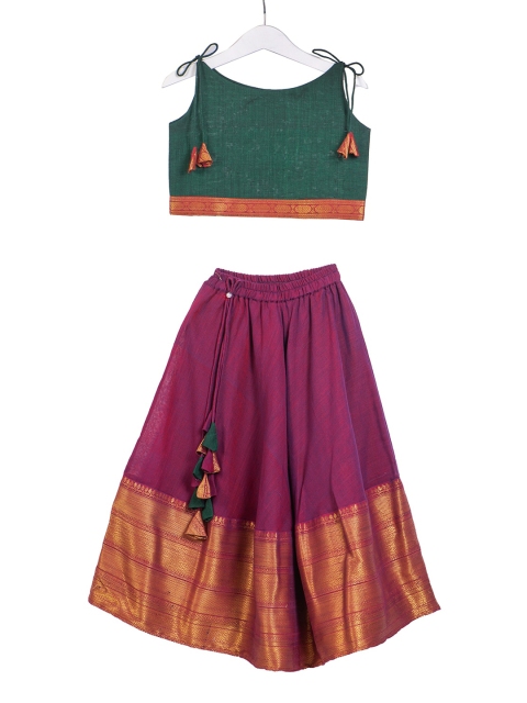 

myRiti Green Floral Colourblocked Ethnic Dress
