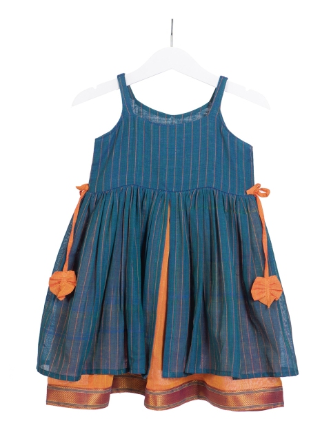 

myRiti Green Striped Ethnic Dress