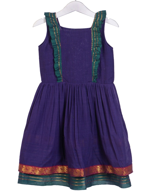 

myRiti Girls Purple Ethnic Cotton Fit & Flare Dress