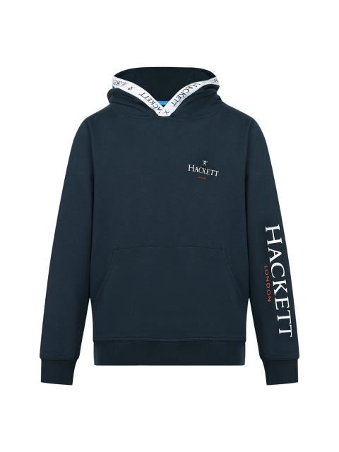 

HACKETT LONDON Boys Navy Blue Printed Hooded Sweatshirt 100% Cotton