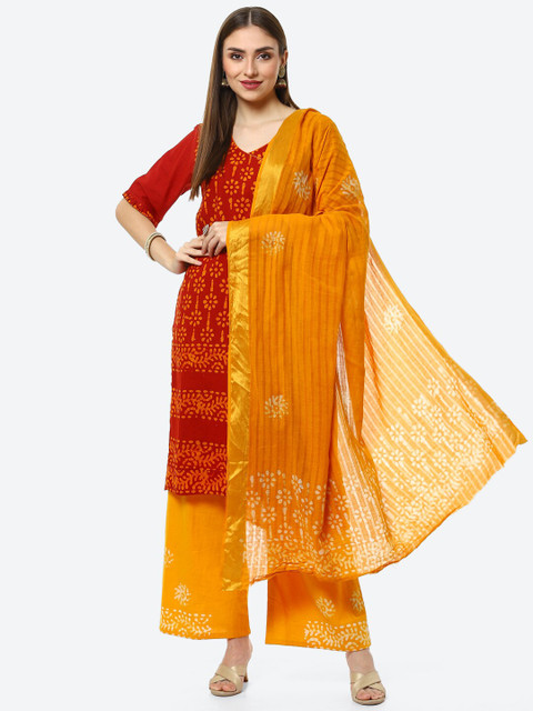 

Biba Red & Yellow Printed Pure Cotton Unstitched Dress Material