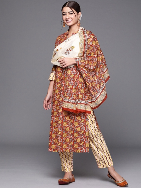 

Biba Red & Orange Printed Pure Cotton Unstitched Dress Material