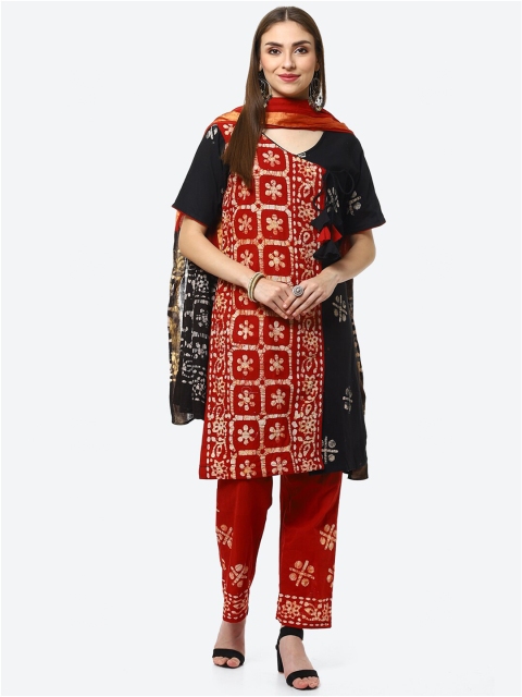 

Biba Black & Red Printed Pure Cotton Unstitched Dress Material